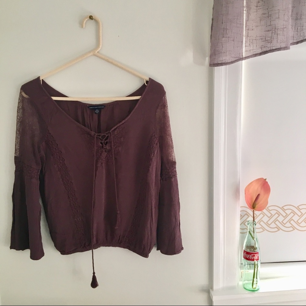 American Eagle | Sheer Bell Sleeve Top